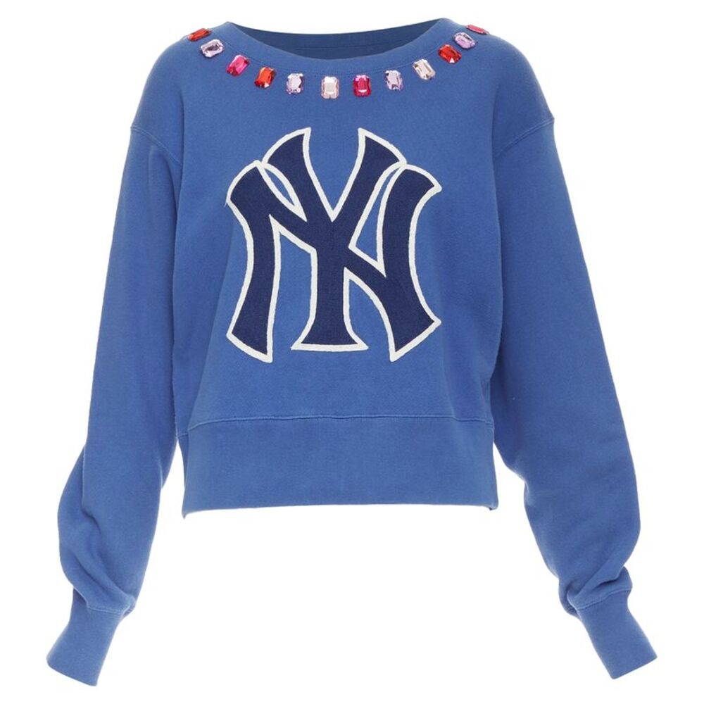 Gucci MLB New York Yankees blue cotton jeweled sweatshirt